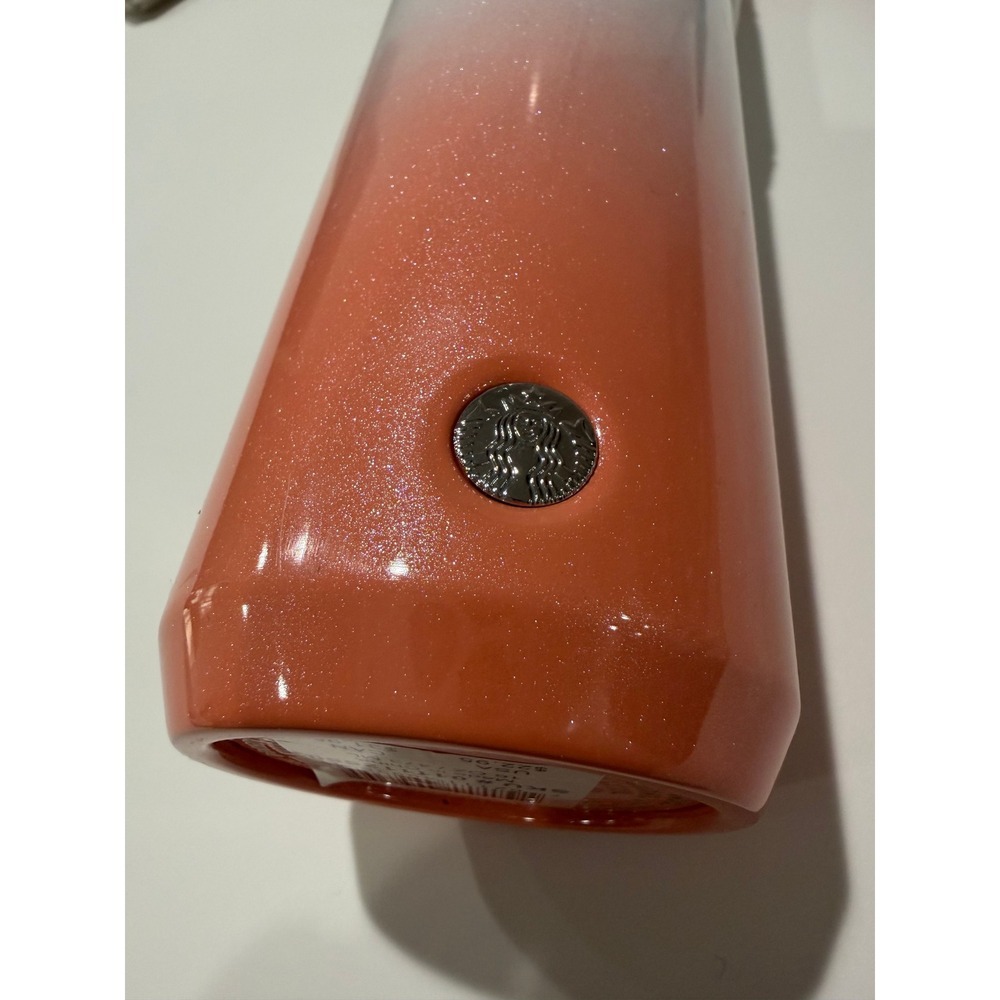 Starbucks 16oz Stainless Steel Tumbler Orange Ombre Glitter Vacuum Insulated - Picture 4 of 4